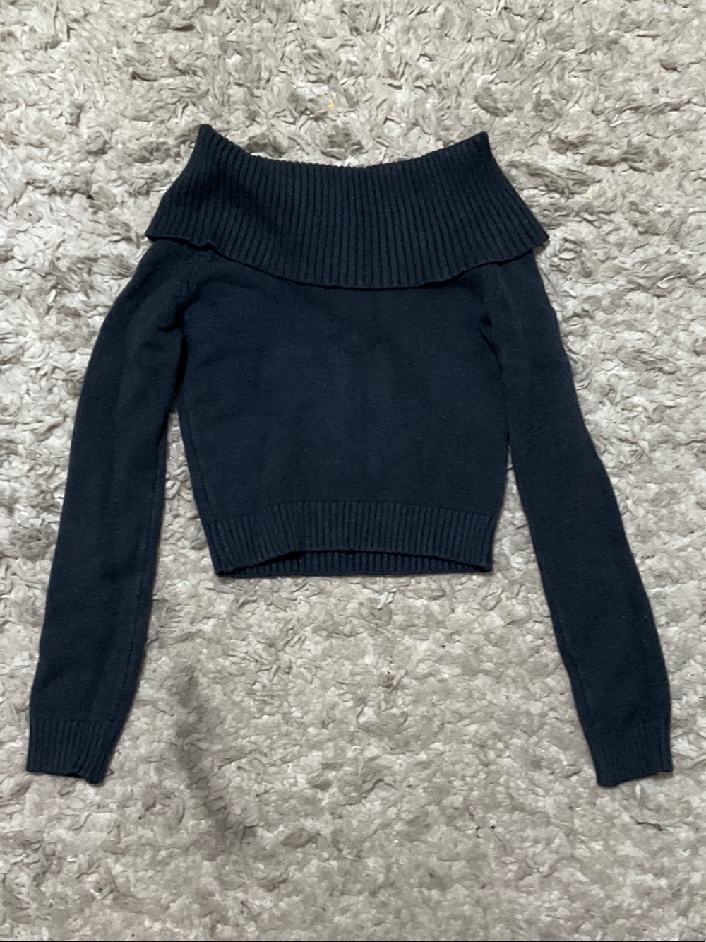 Subdued Women’s Black Off-Shoulder Foldover Sweater